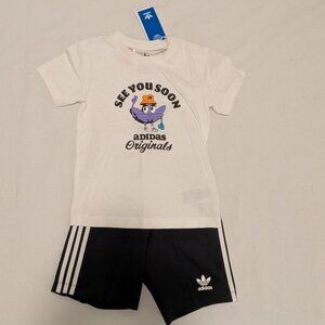 Adidas Originals Toddler Set 4T NWT “See You Soon” Tee & Shorts Unisex